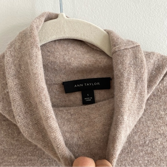 ANNE Taylor Wool Blend Turtleneck Tunic Sweater Oatmeal Size S - Picture 6 of 11